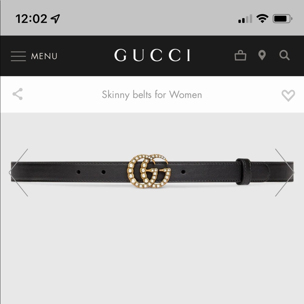 AUTHENTIC leather pearl gucci belt